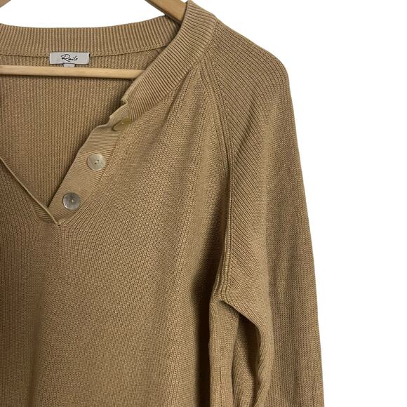 Rails Piper Tan Long Sleeve Cashmere Blend Henley Sweater Size Large - Picture 9 of 15